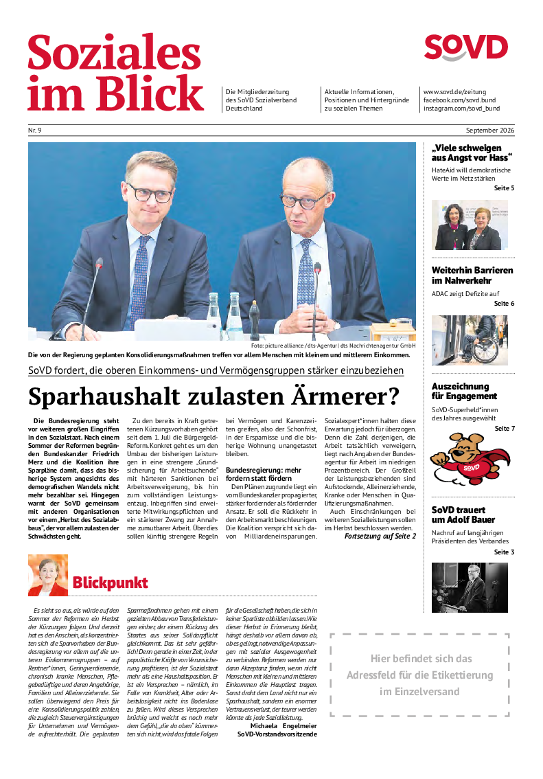 SoVD-Zeitung 09/2026 (Mitteldeutschland, Mecklenburg-Vorpommern)