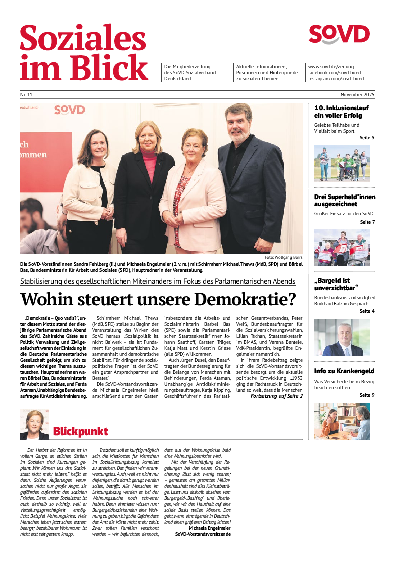 SoVD-Zeitung November 2025, Ausgabe Mitteldeutschland / Meckelnburg-Vorpommern