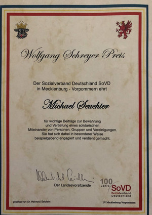 Die Urkunde des Wolfgang Schreyer Preises