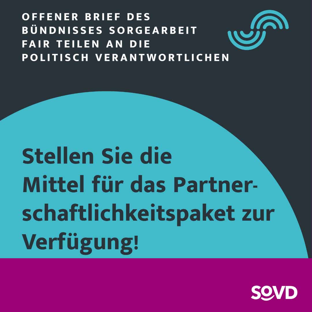 Grafik mit der Aufforderung "Stellen Sie die Mittel für das Partnerschaftlichkeitspaket zur Verfügung"